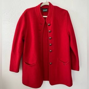 Red Military Style Wool Coat